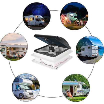12V 6W Manuale sfiato tetto roulotte da 14 "RV Ventola per camper luce a LED