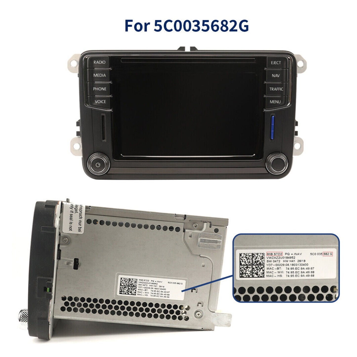 Schermo LCD 6.5 Pollici Touch per VW Skoda MIB STD2 684 TDO-WVGA0633F00045