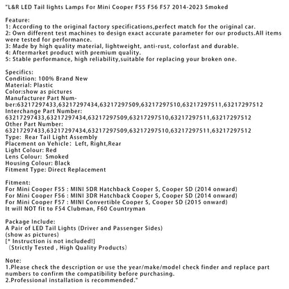 Mini Cooper F57 dal 2014 in poi: MINI Cabrio Cooper S, Cooper SD Luci posteriori a LED L&amp;R Lampade 63217297433 63217297434