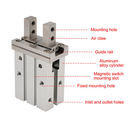 Per SMC MHZ2-20D 20 mm Pinza pneumatica parallela Cilindro Alesaggio Parte pneumatica Dito