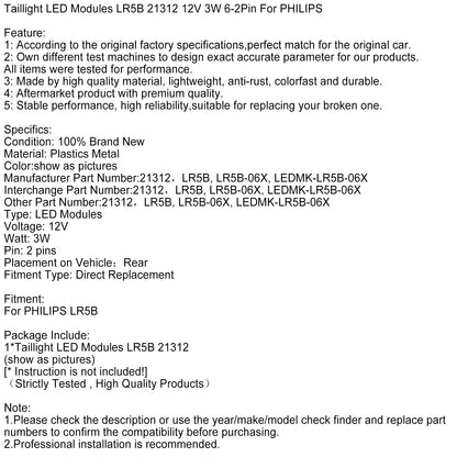 Moduli LED per fanali posteriori LR5B 21312 12V 3W 6-2Pin per PHILIPS