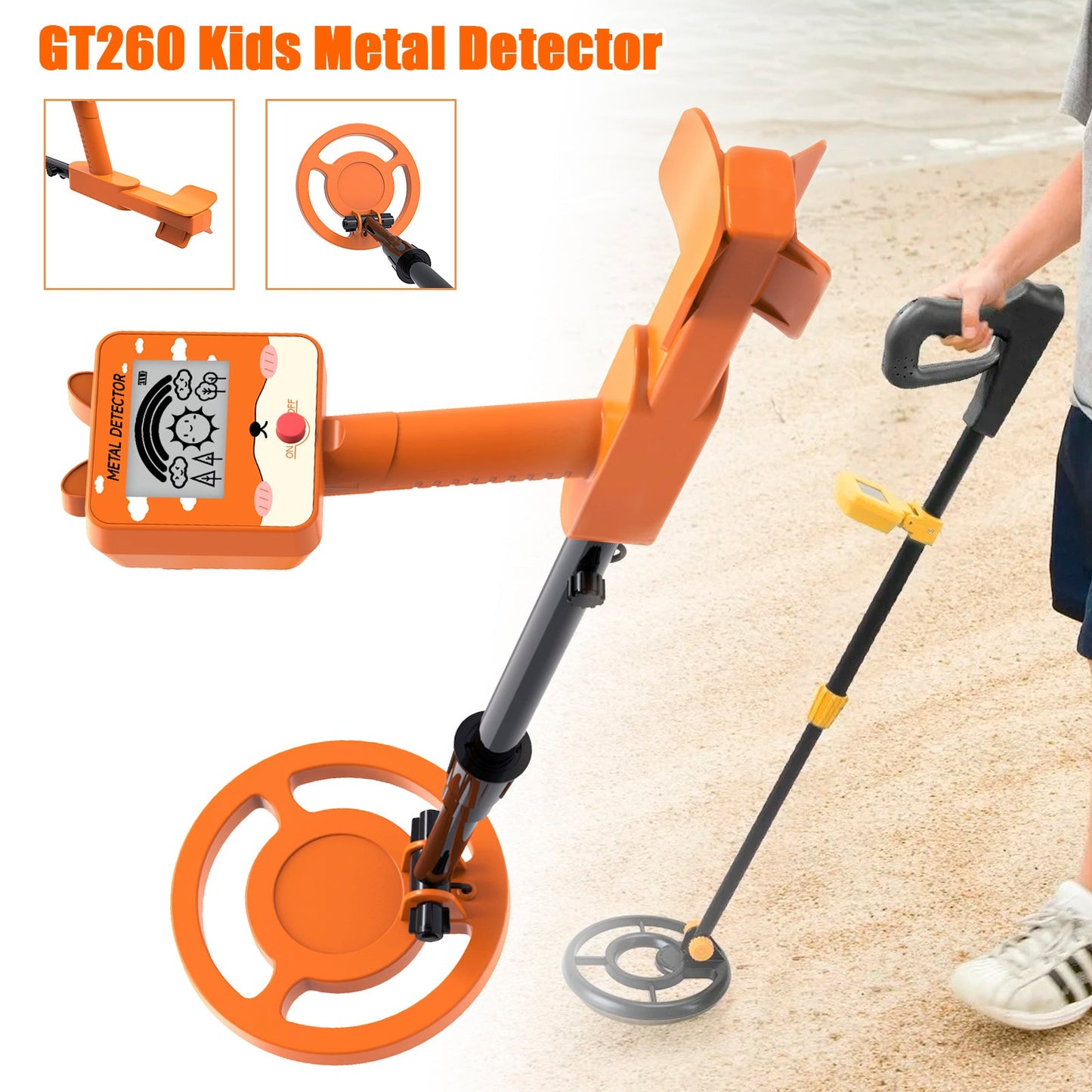 GT260 Metal Detector per Bambini, Impermeabile, Bobina di Ricerca da 6,3"" ORG
