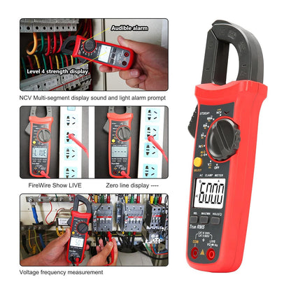 Pinza amperometrica digitale UT202A+, 6000 conteggi, selezione automatica della portata, True RMS, multimetro NCV.