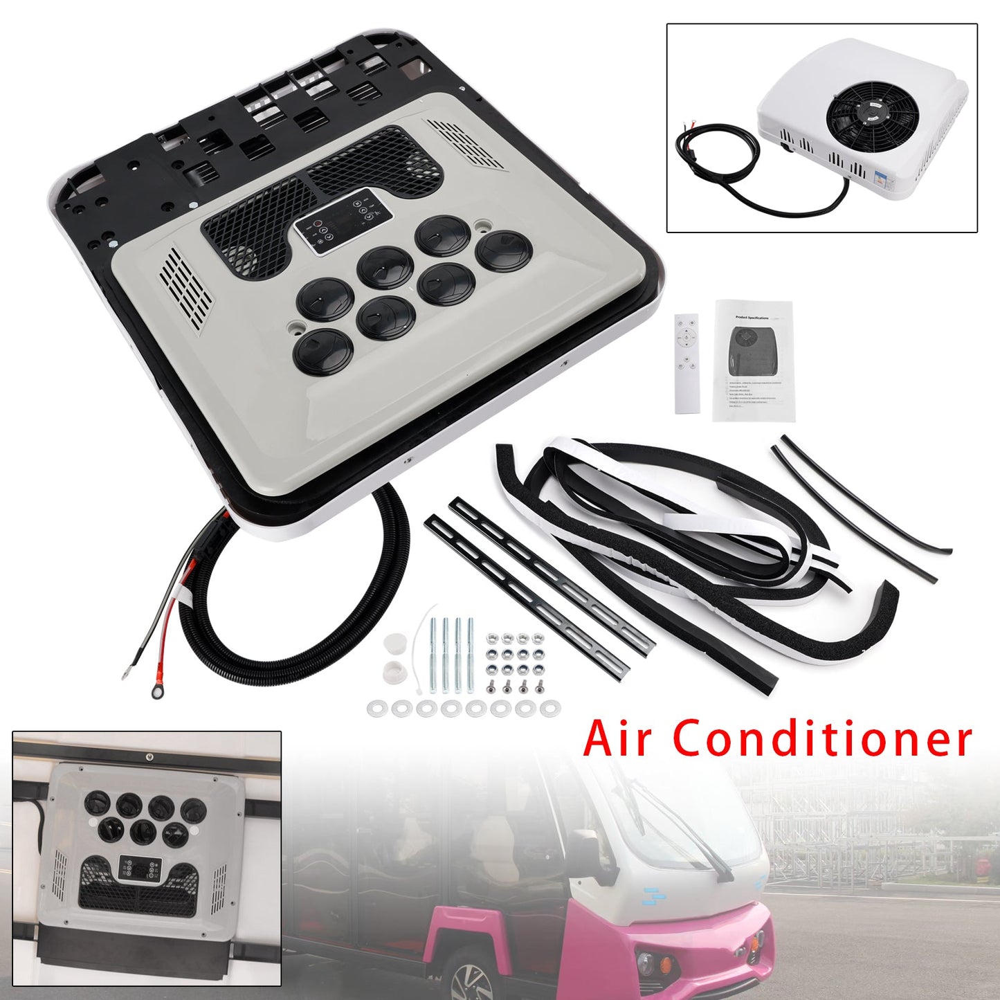 Condizionatore d'aria per camper a pompa di calore da 24 V, unità senza canalizzazione, riscaldamento/raffreddamento per camper e roulotte.