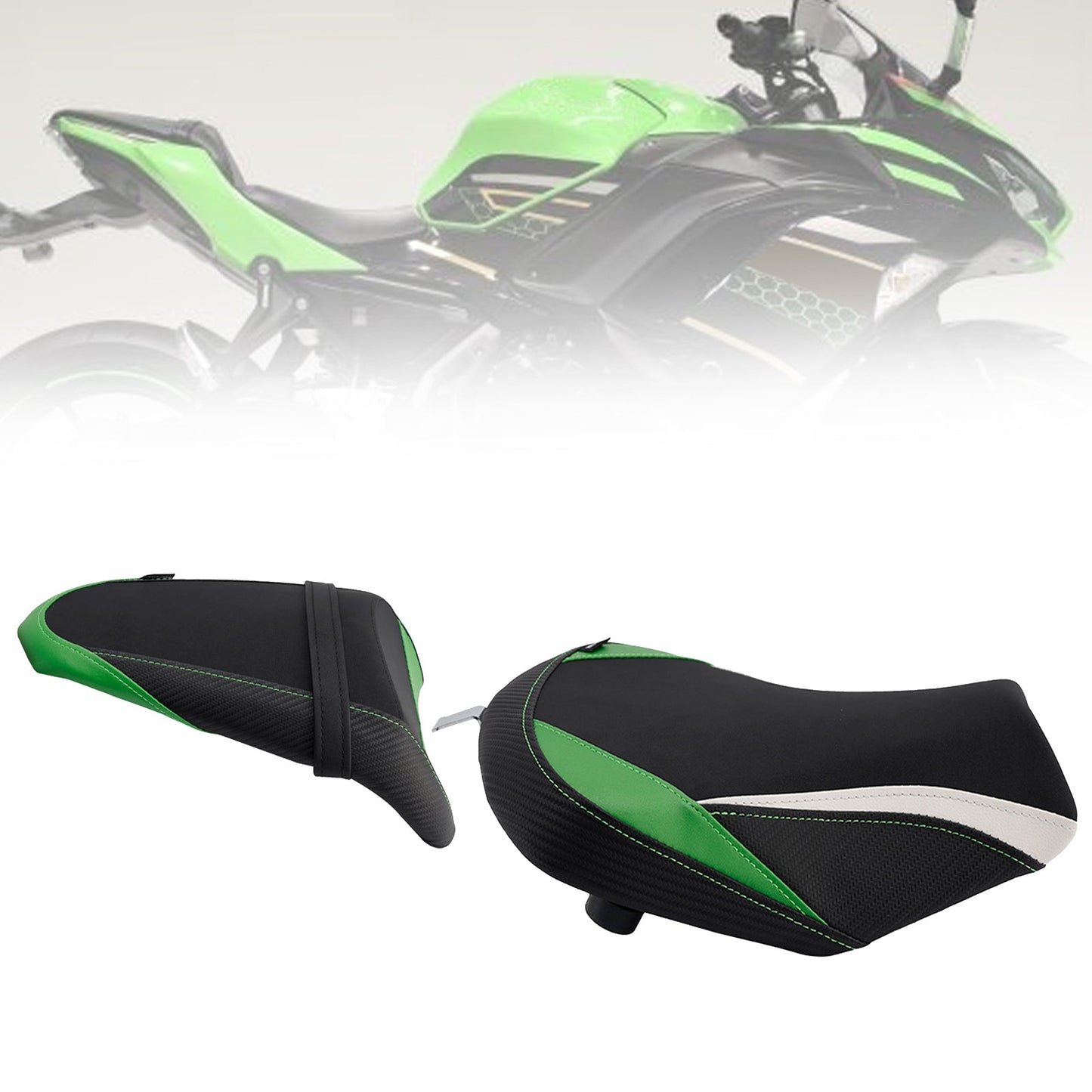 Cuscino posteriore bianco per sella conducente e passeggero per Kawasaki Ninja 650 Z650 2017-2025