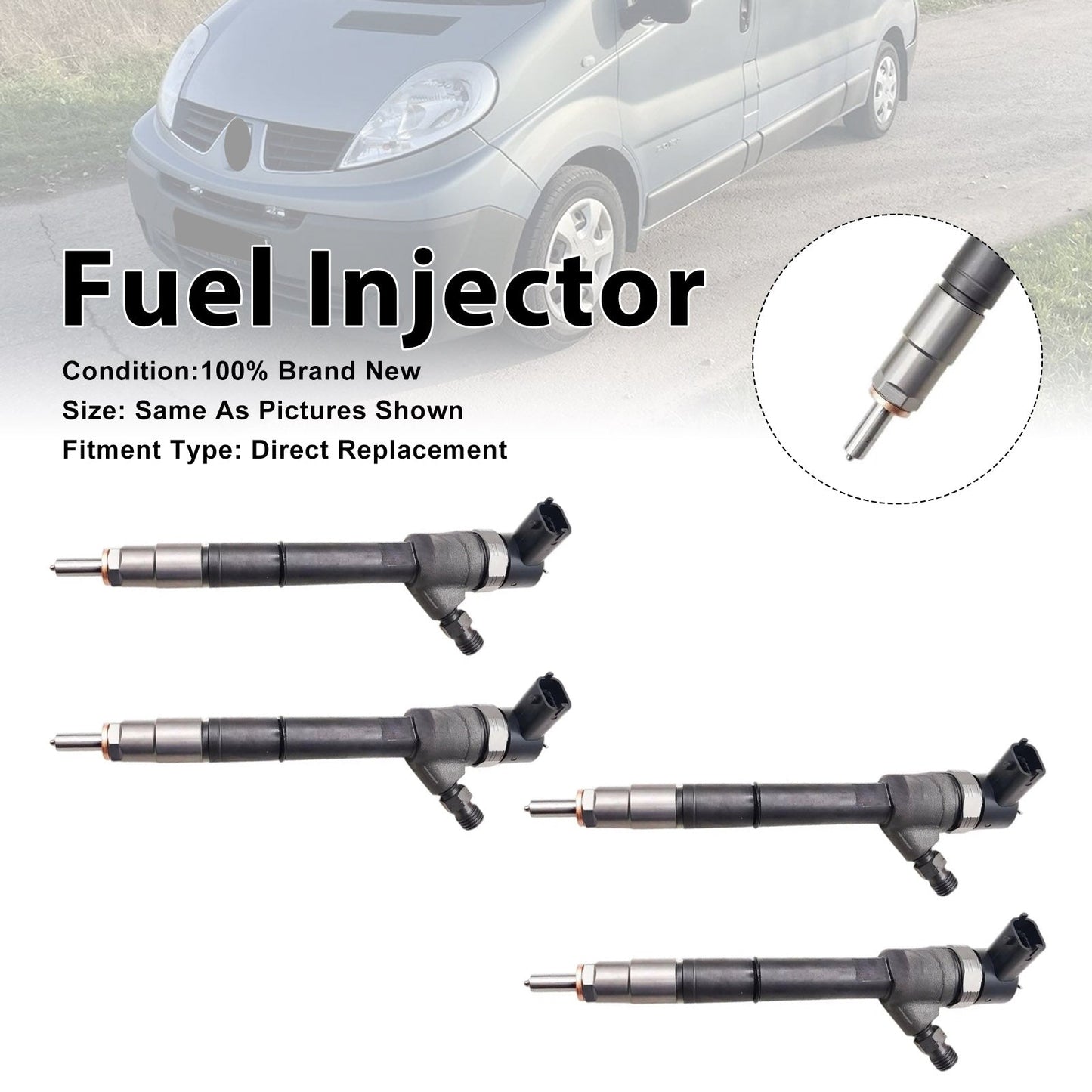 Iniettori di carburante (4 pezzi) per Renault Trafic II 2.0L DCI 0445110338