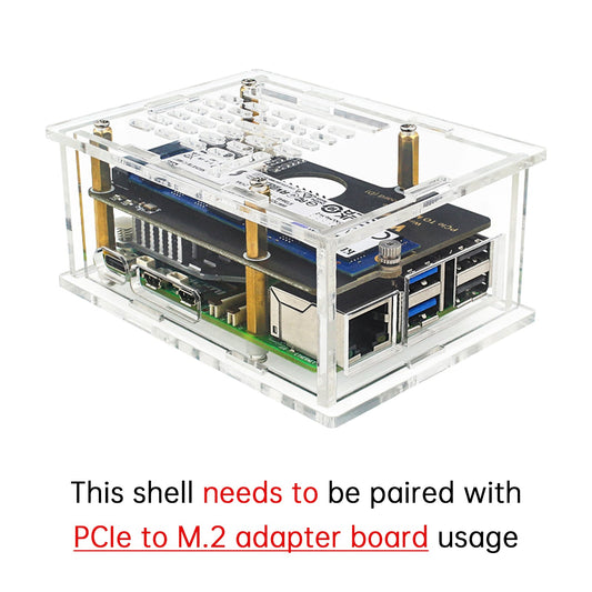 Custodia con adattatore PCI-E per Raspberry Pi5, scheda adattatore PCIe a M.2, radiatore in acrilico