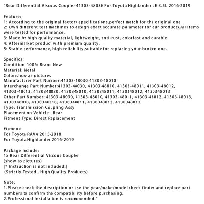 Giunto viscoso differenziale posteriore Toyota RAV4 2015-2018 41303-48030 4130348013