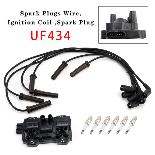 1 bobina di accensione + 6 candele + 6 cavi UF434 per Chevrolet GMC Pontiac