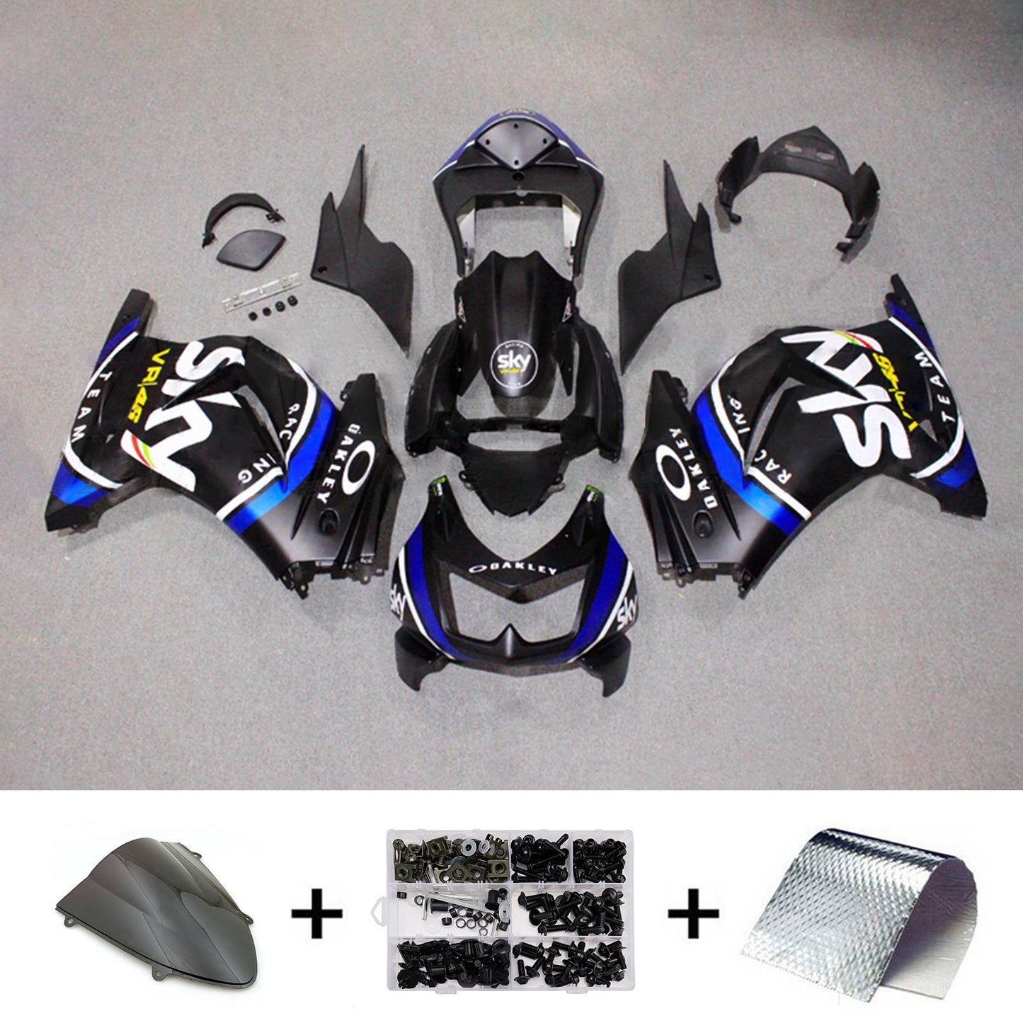 Kit carenatura iniezione in plastica ABS adatto per Kawasaki EX250 Ninja250R 2008-2012