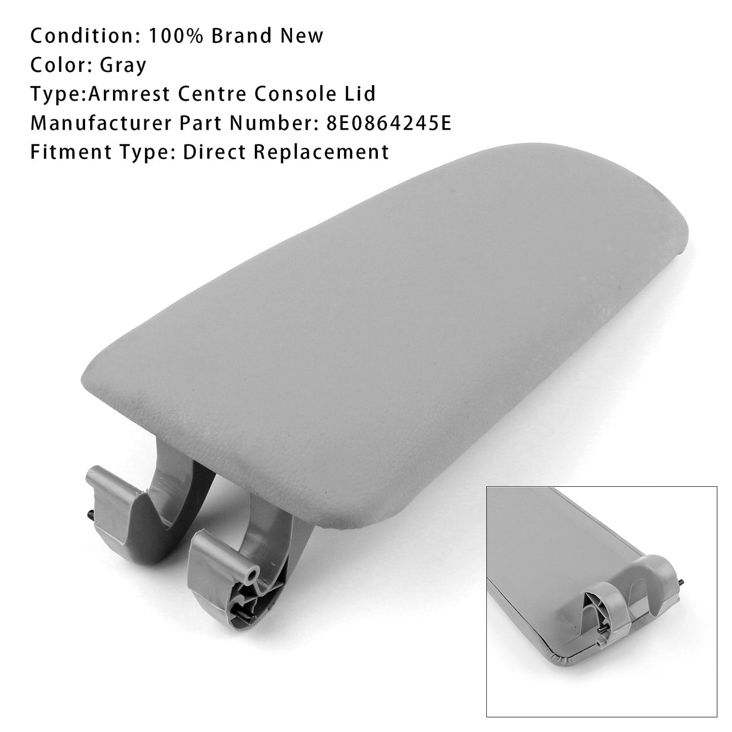 Coperchio della console centrale del bracciolo in pelle grigia Audi A4 B6 B7 2001-2008 8E0864245E