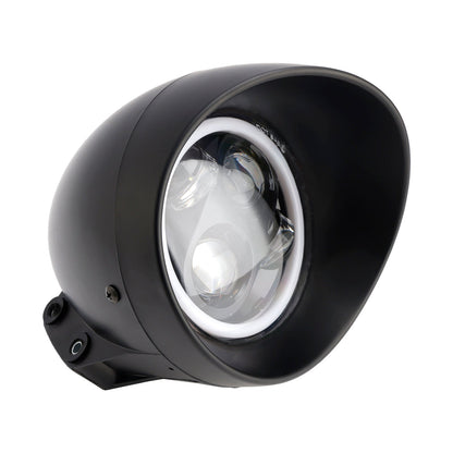 Faro anteriore da 5,75"" con faretto universale a 4 lampadine, adatto per moto, cromato