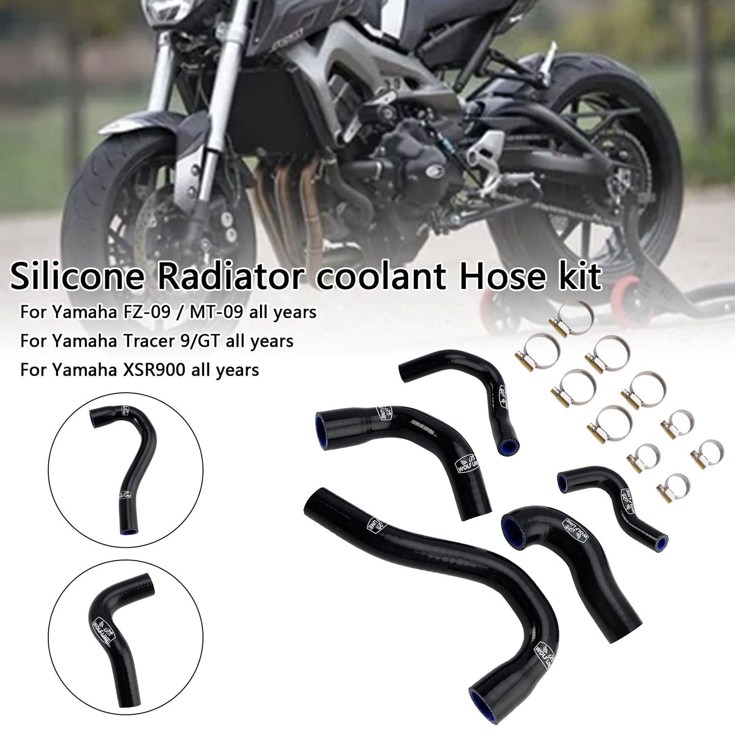 Yamaha MT-09 XSR900 Tracer 9/GT tutti gli anni Tubo refrigerante radiatore in silicone