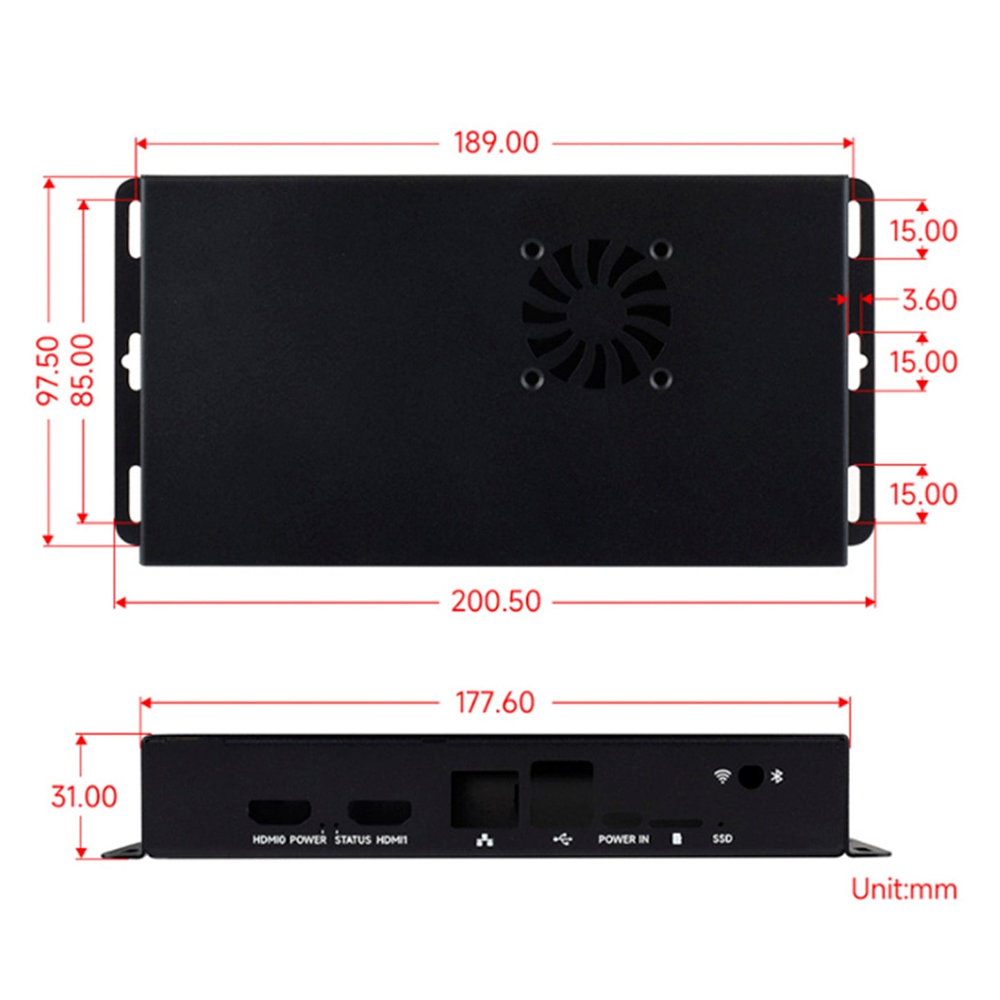 Modulo di elaborazione Raspberry Pi CM5 IO, scheda 5 IO, contenitore di dissipazione del calore in metallo