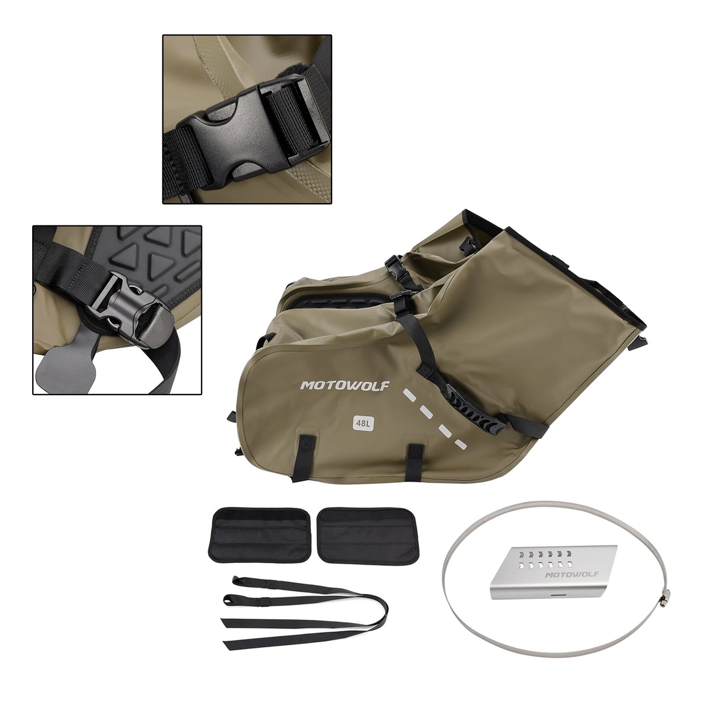 Borsa da sella laterale, colore abbinato, 86 l, verde, per scooter e moto.