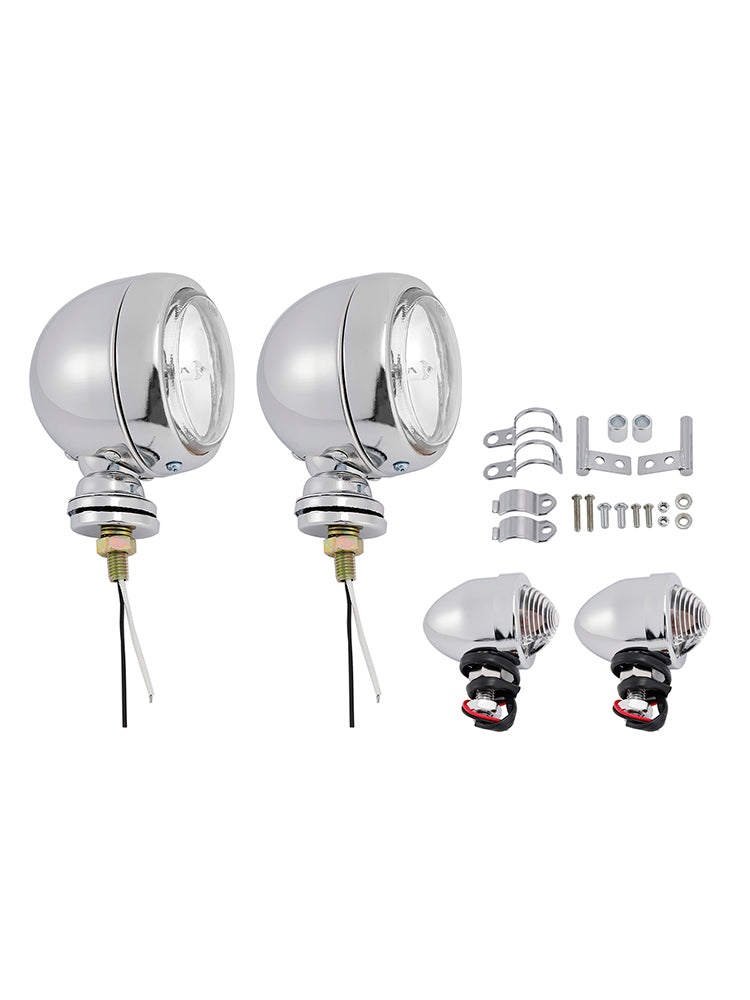 Faro fendinebbia cromato personalizzato per moto #D19 per Bobber Chopper da corsa