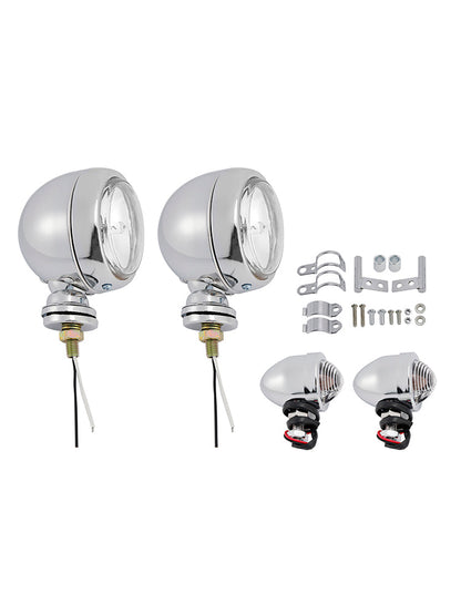 Faro fendinebbia cromato personalizzato per moto #D19 per Bobber Chopper da corsa