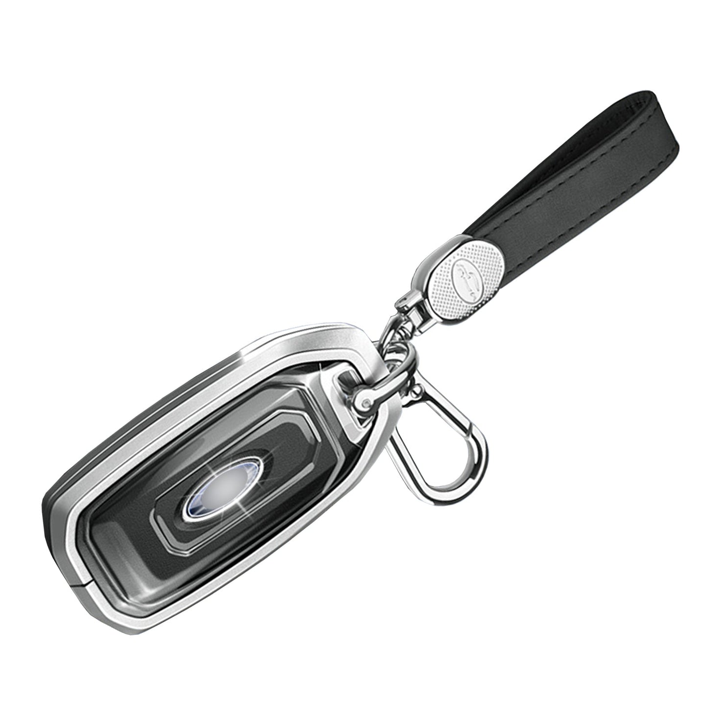 Custodia per chiave auto in TPU argentato in lega di alluminio con fibbia per Ford