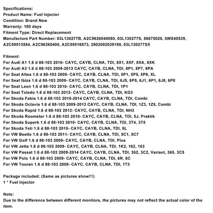 Iniettore carburante Skoda Rapid 1.6 d 88-103 CAYC, CAYB, CLNA, TDI, NH3 dal 2012 in poi 03L130277B A2C9626040080