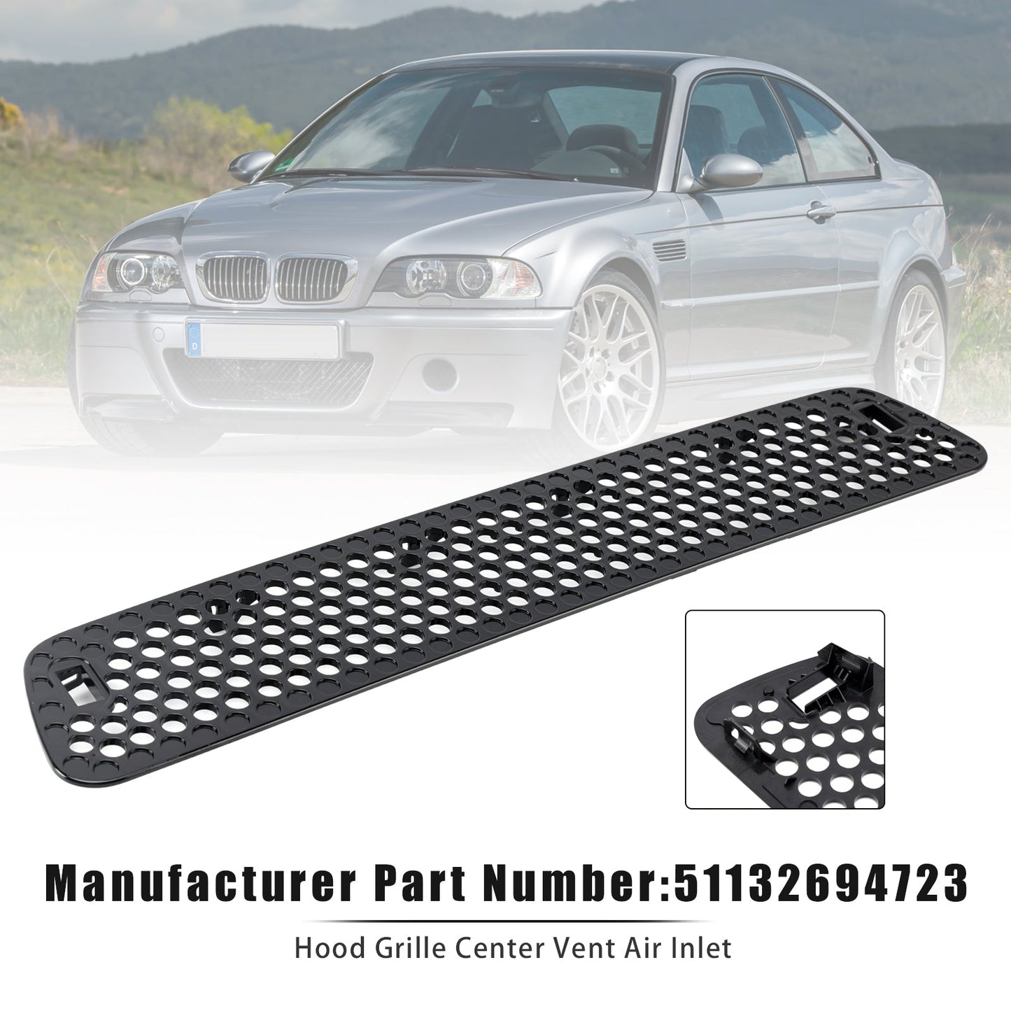 Presa d'aria centrale per griglia cofano BMW E46 M3 2001-2006 51132694723