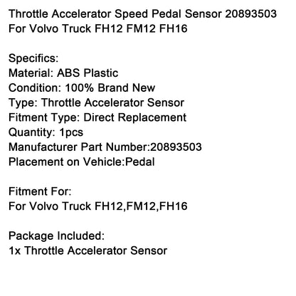 Sensore del pedale dell'acceleratore della valvola a farfalla del camion Volvo FH12 FM12 FH16 20893503