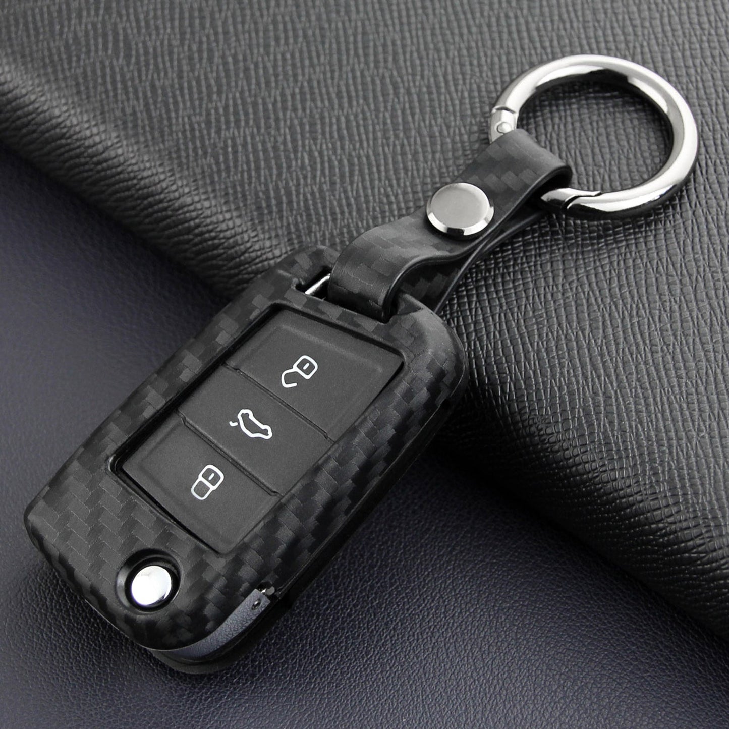 Custodia in silicone e pelle per chiave auto con fibbia per Volkswagen Golf MK7
