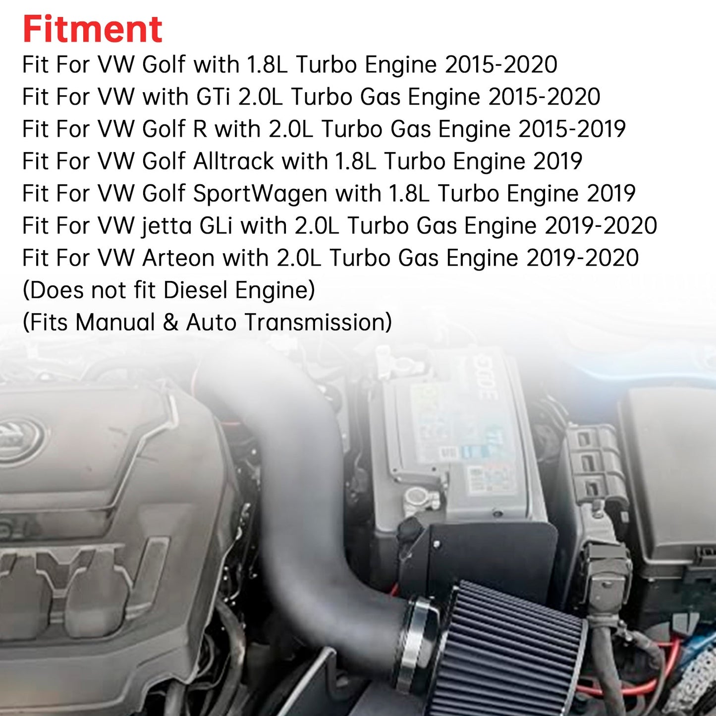 Kit di aspirazione aria fredda con scudo termico per VW Golf GTi R 1.8T 2.0T 2015-2020