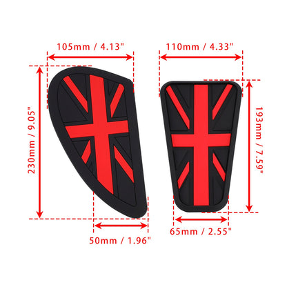 Ginocchiere per serbatoio benzina - Union Jack - Rosso - Protezioni per serbatoio retrò Cafe Racer