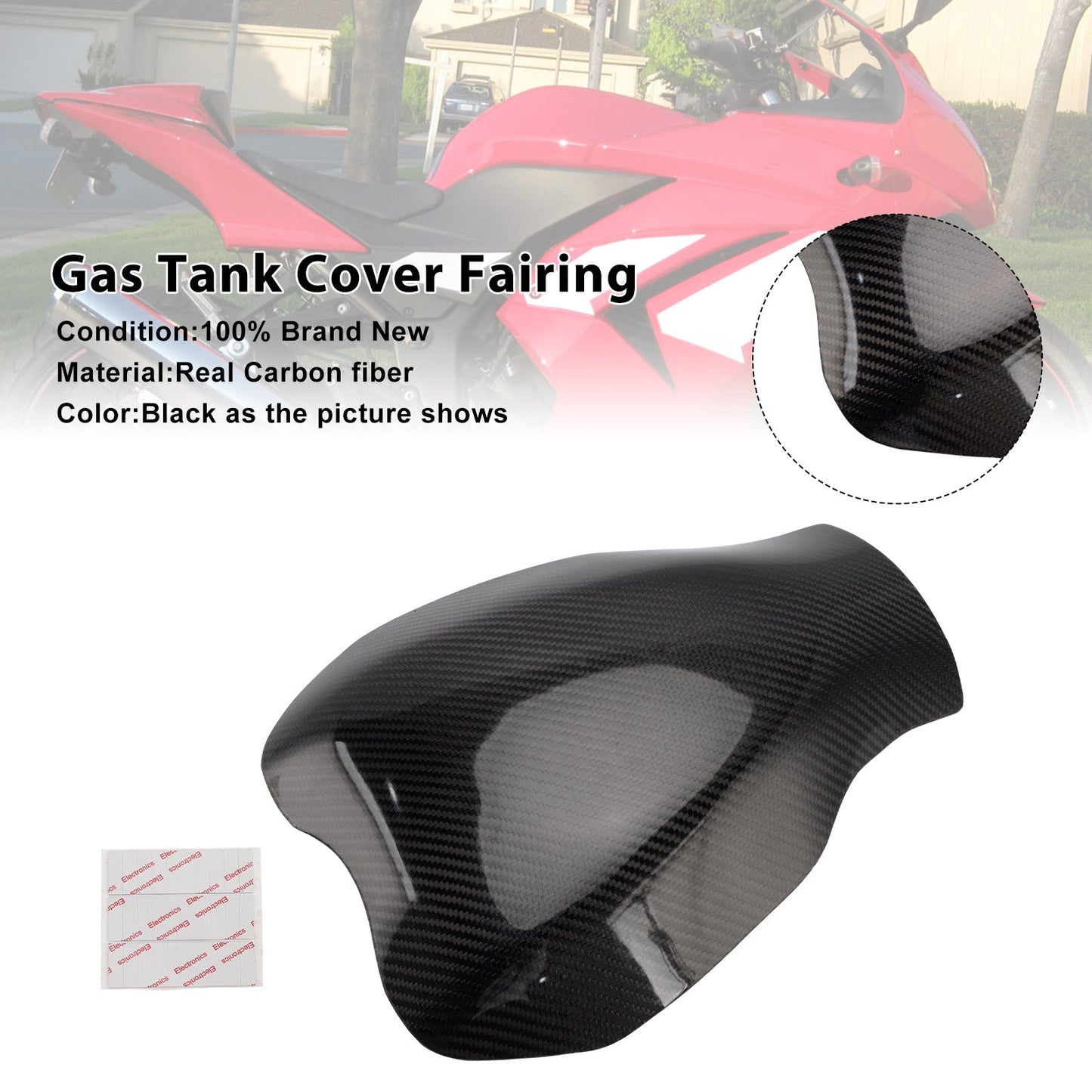 Carenatura del serbatoio in vera fibra di carbonio per Kawasaki Ninja 250 EX250 2008-2012