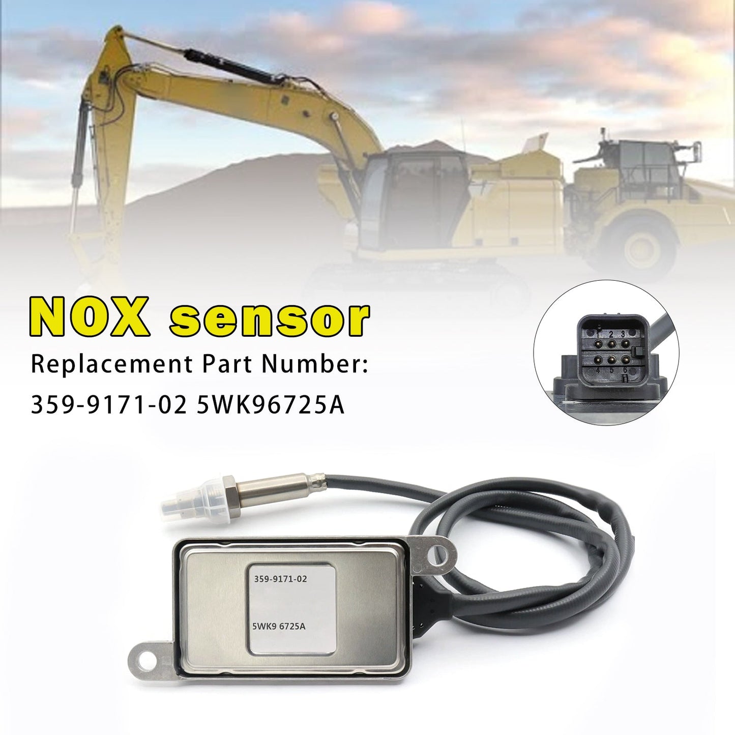 Sensore di ossido di azoto NOx 359-9171-02 5WK96725A compatibile con Caterpillar a 6 pin