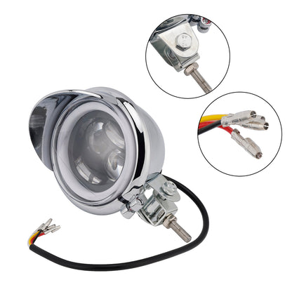 #D62 Faro Lampada Faretto Interruttore Colore Universale Adatto Cromato Per Moto