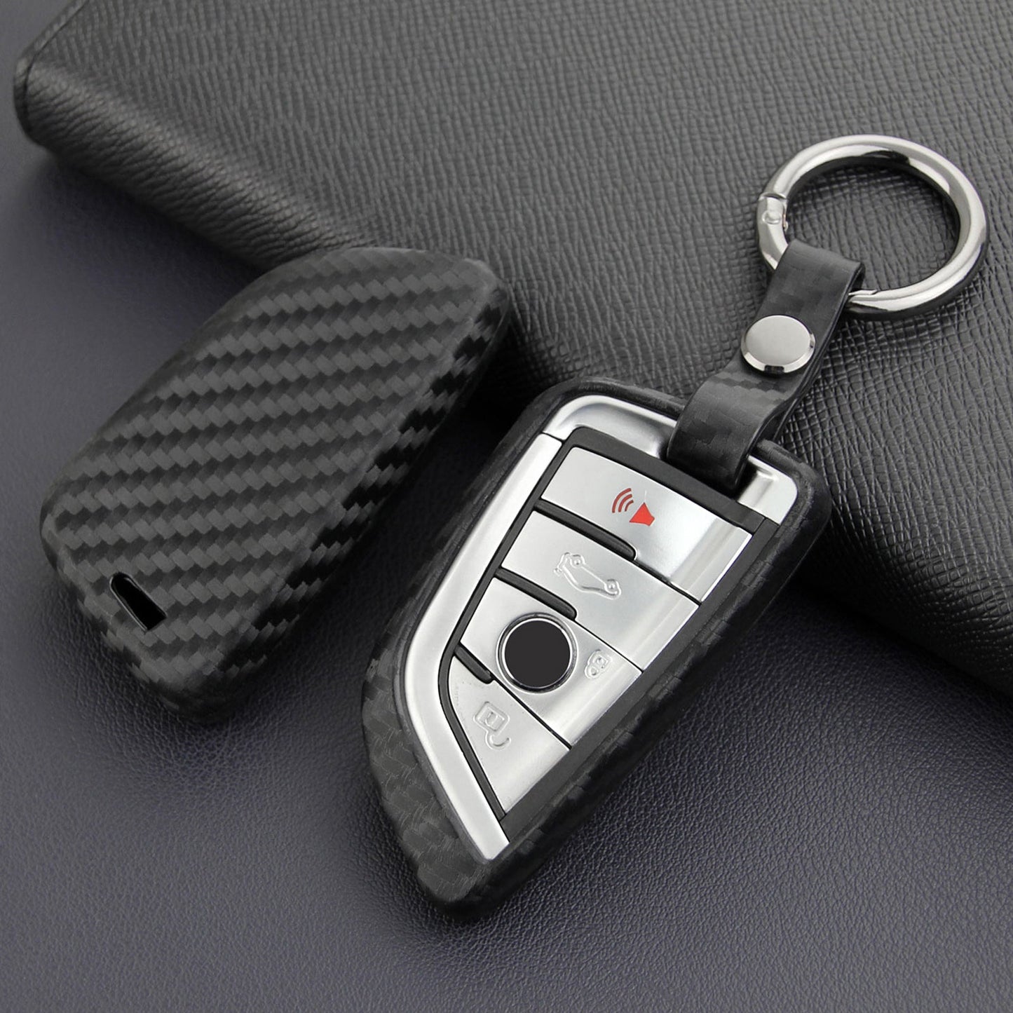 Custodia in similpelle e silicone per chiave auto con fibbia per BMW