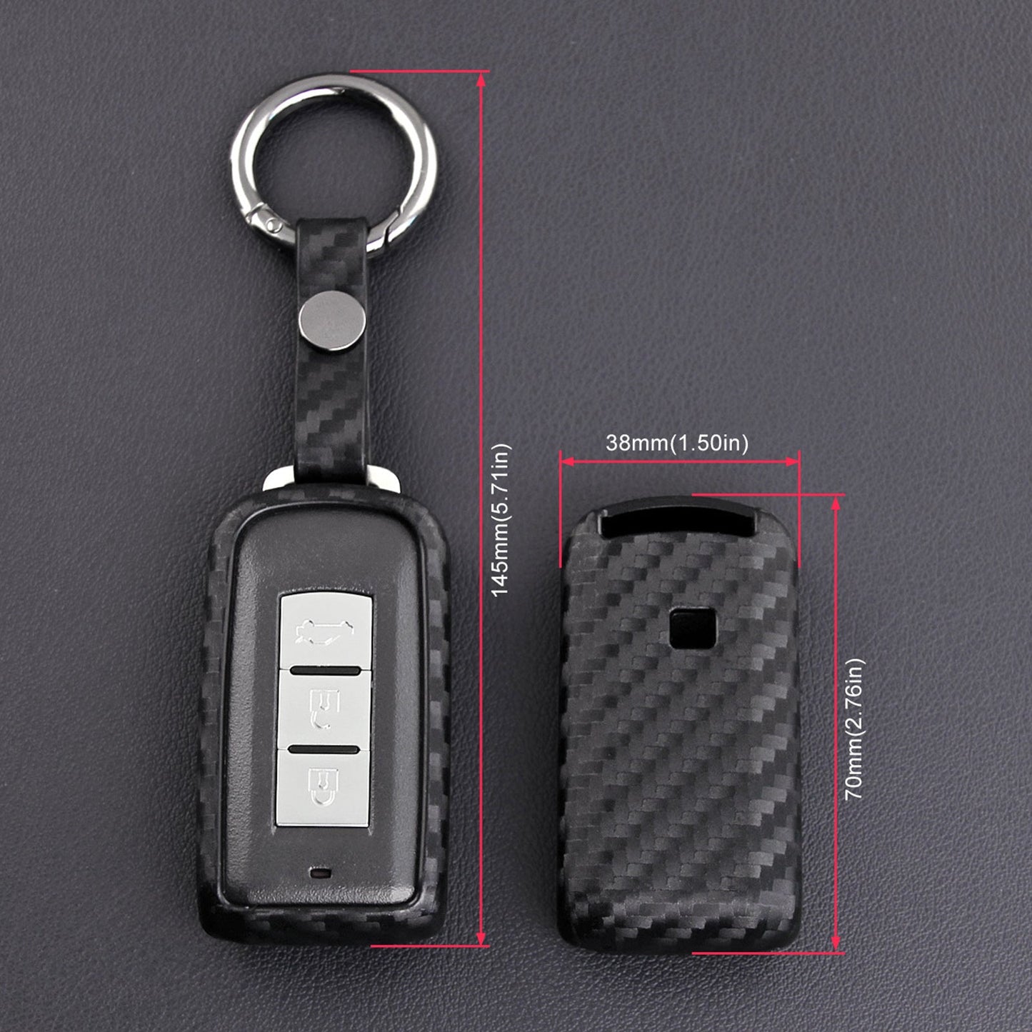 Custodia in similpelle e silicone per chiave auto con fibbia per Mitsubishi
