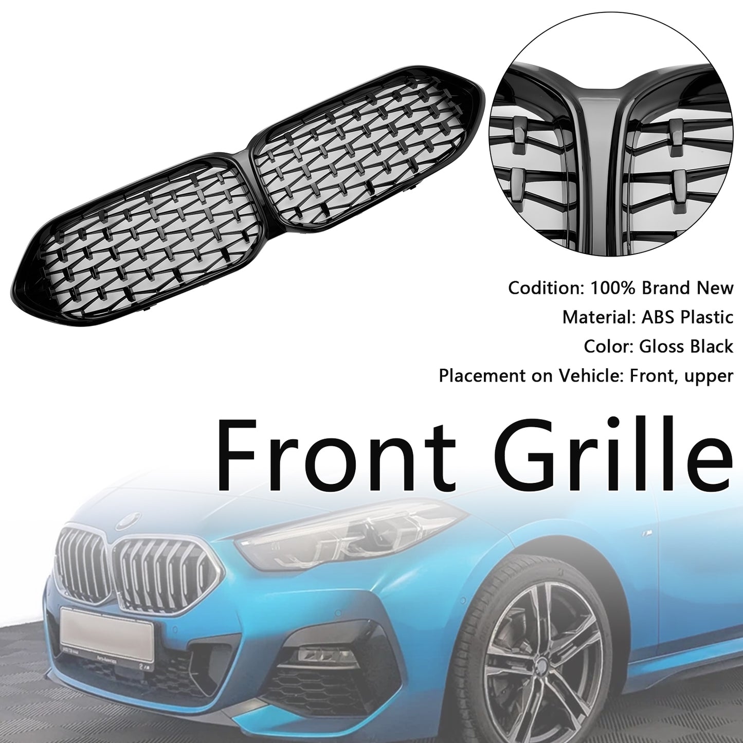 Per 2020 2021 2022 2023 BMW Serie 2 F44 Griglia anteriore nera lucida Coupé M Diamond 51135A39378/51138080494