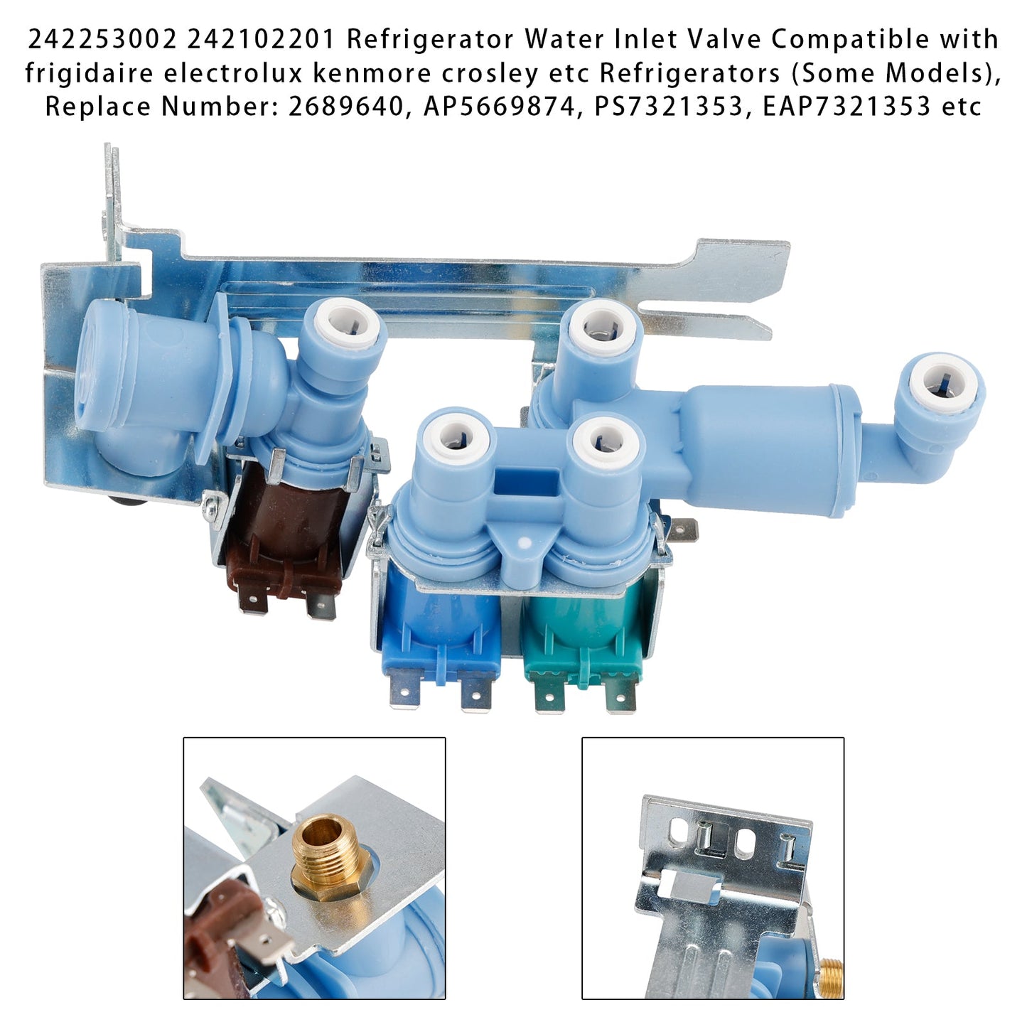 242253002 Valvola di ingresso dell'acqua per fabbricatore di ghiaccio per frigorifero Frigidaire/Electrolux
