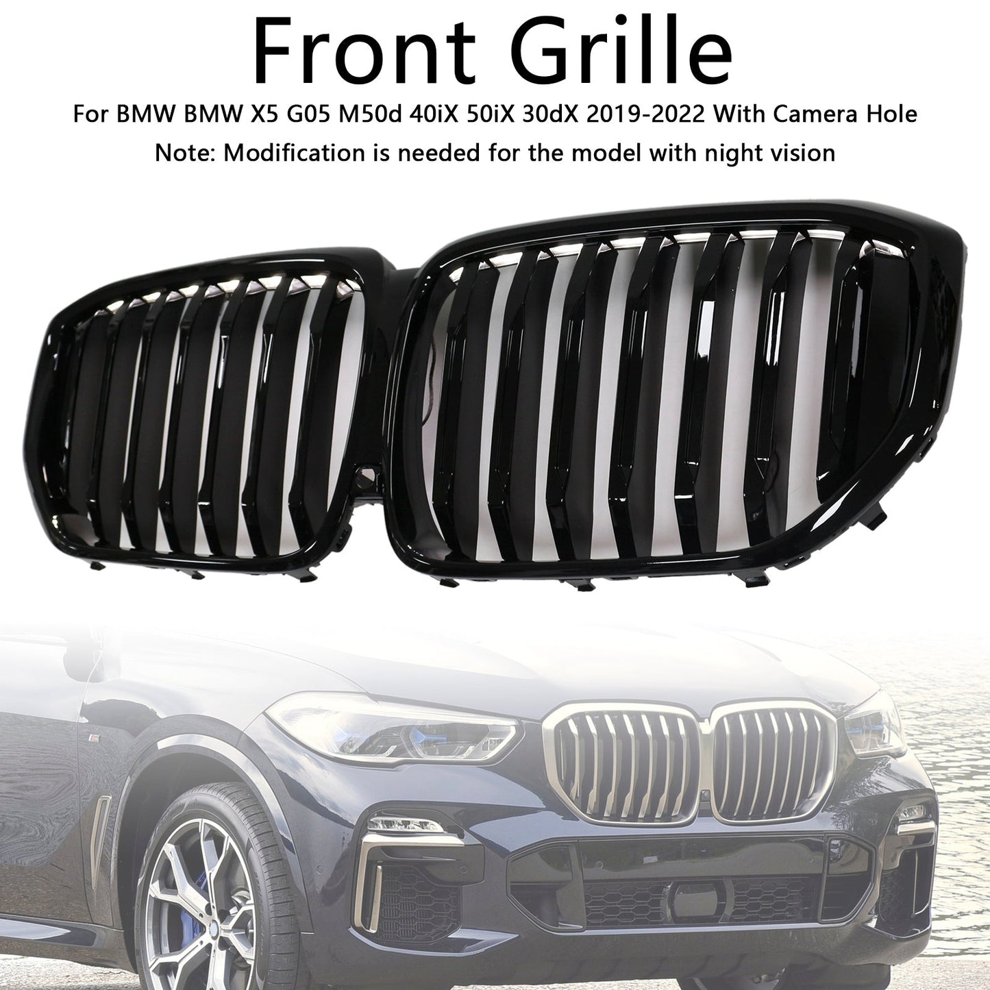Griglia anteriore a rene nera lucida BMW X5 G05 M-Performance 2019-2022 51137454887