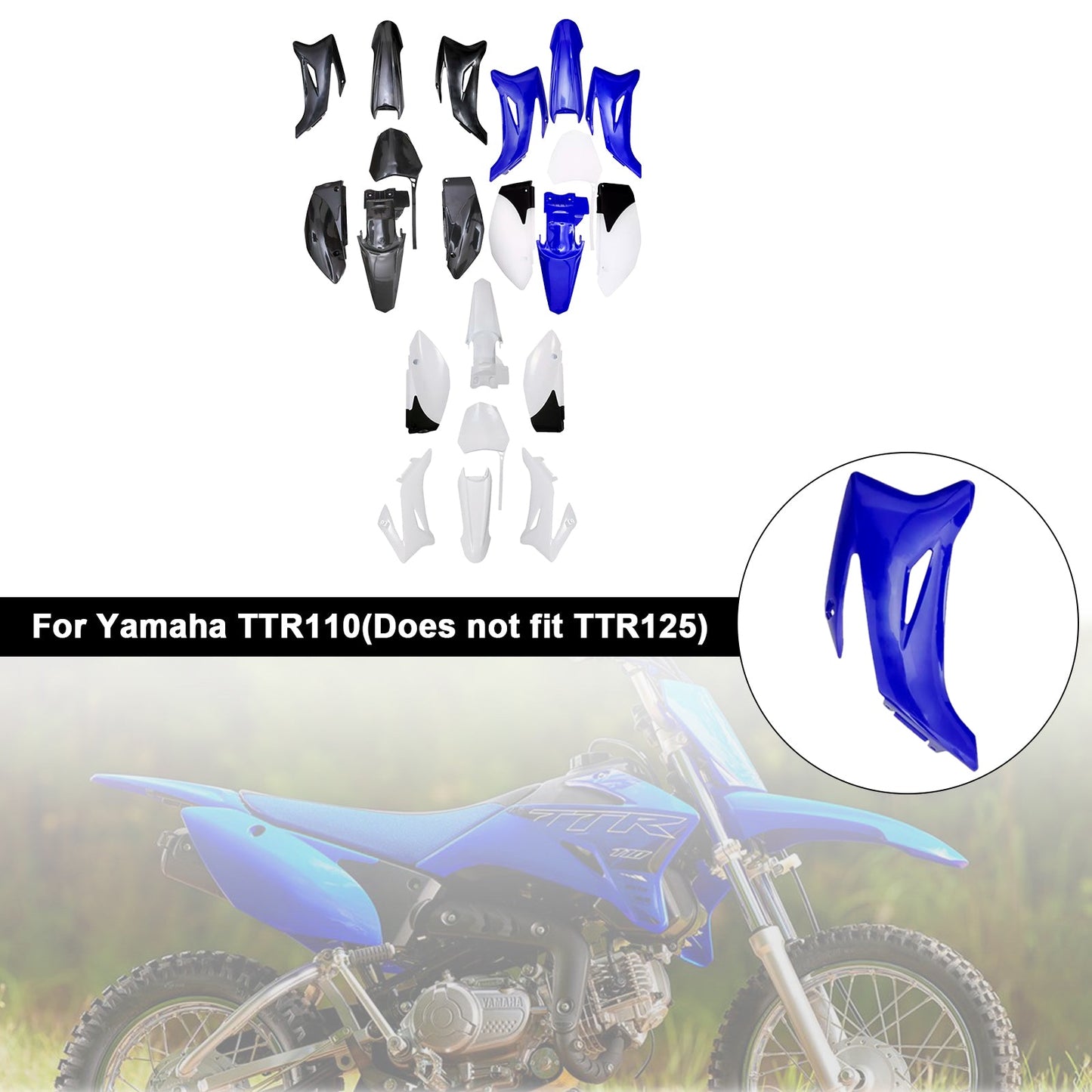 Kit plastiche per carrozzeria Yamaha TTR110 2008-2022 DIRT BIKE, carenatura parafango