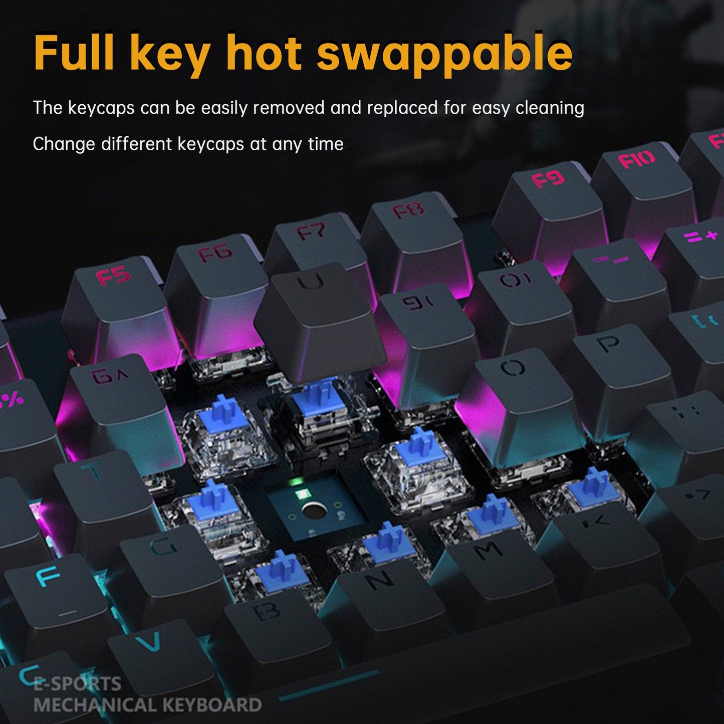 Tastiera meccanica K1000 cablata con 104 tasti e interruttori rossi per PC Chroma RGB con poggiapolsi