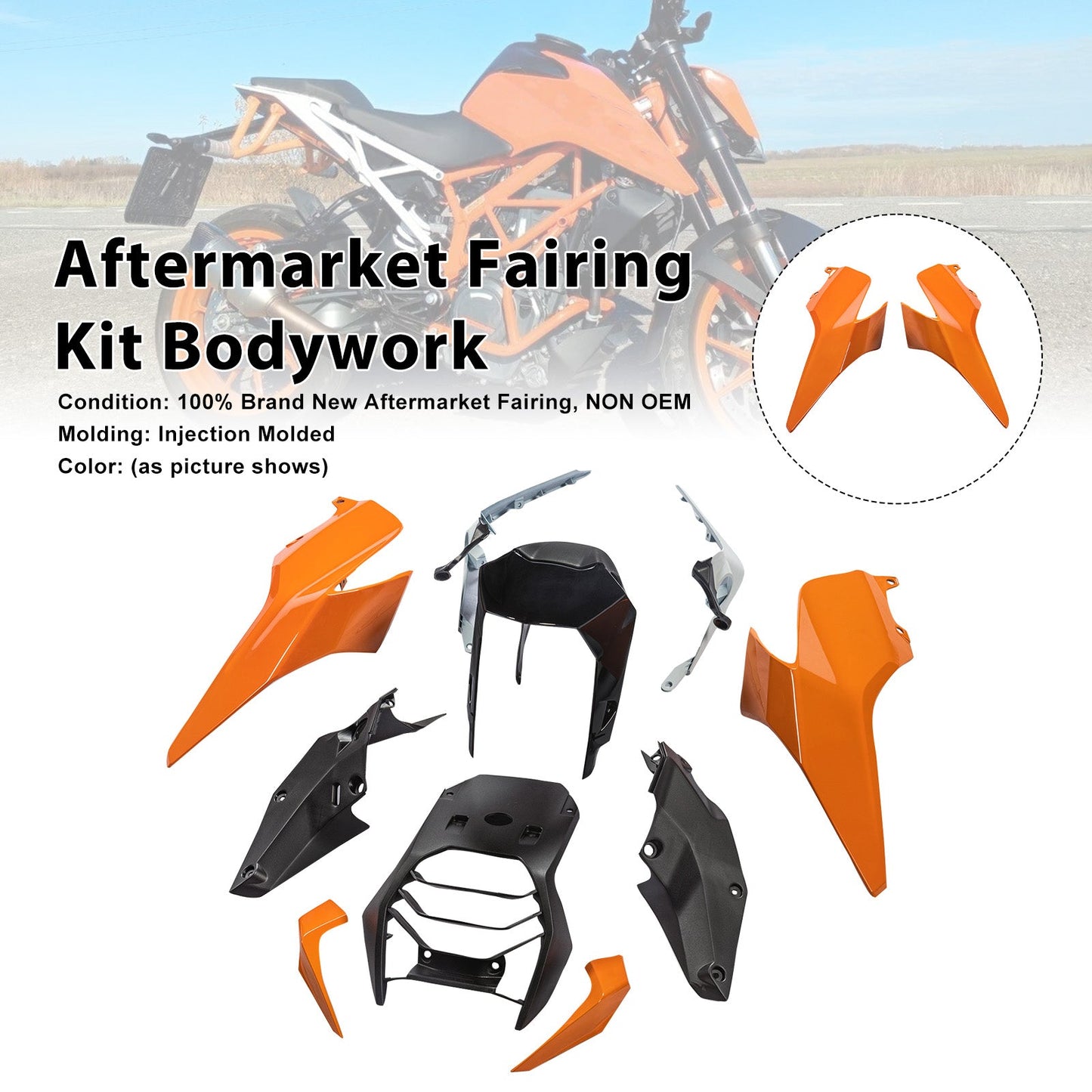 Kit di carene in plastica stampata a iniezione per Honda 390 Duke 2017-2023