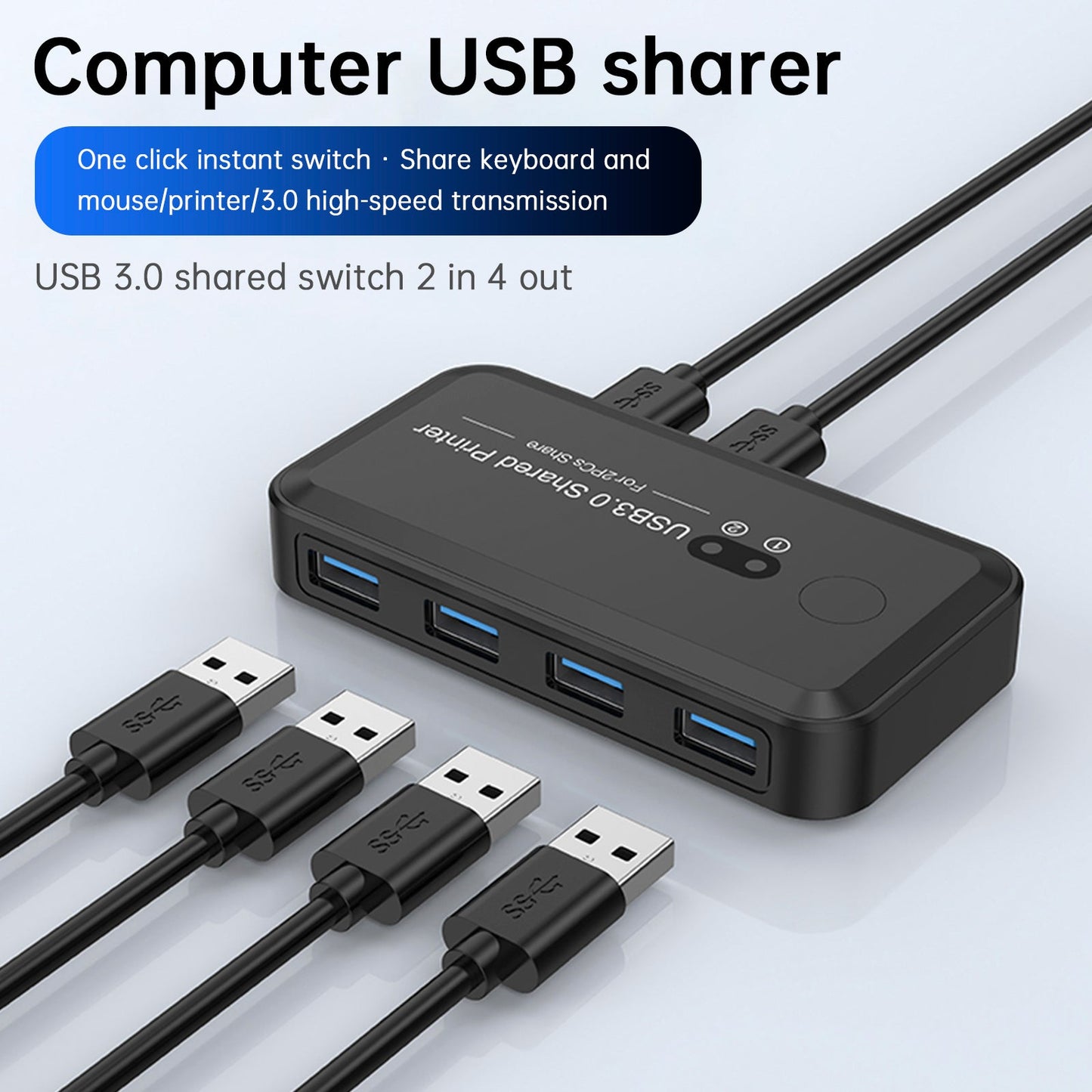 Dispositivo di condivisione stampante con switch USB 3.0 a 2 ingressi e 4 uscite, condivisione di due computer