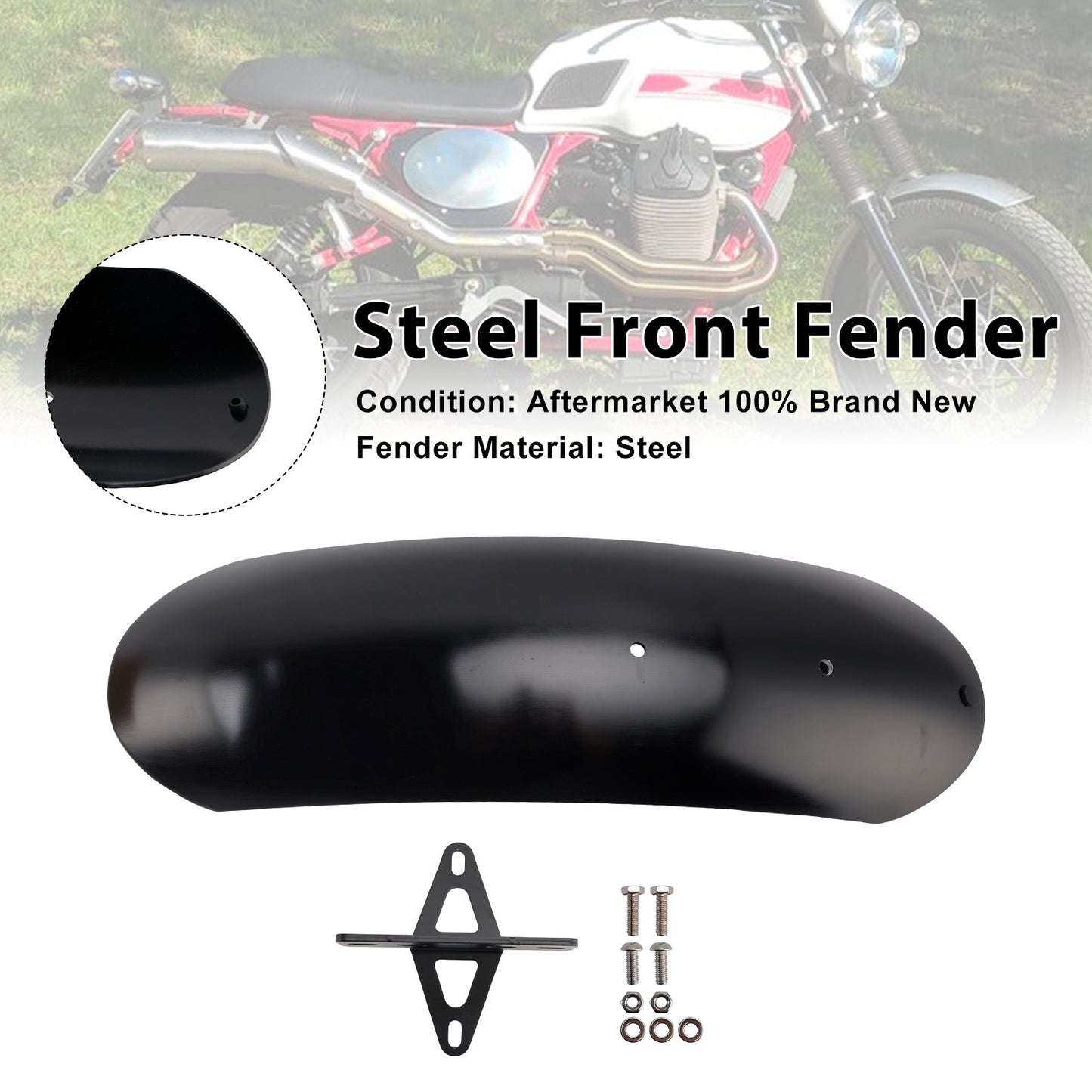 Parafango anteriore in acciaio adatto per MOTO GUZZI V7 II Stone Classic Special 10-16