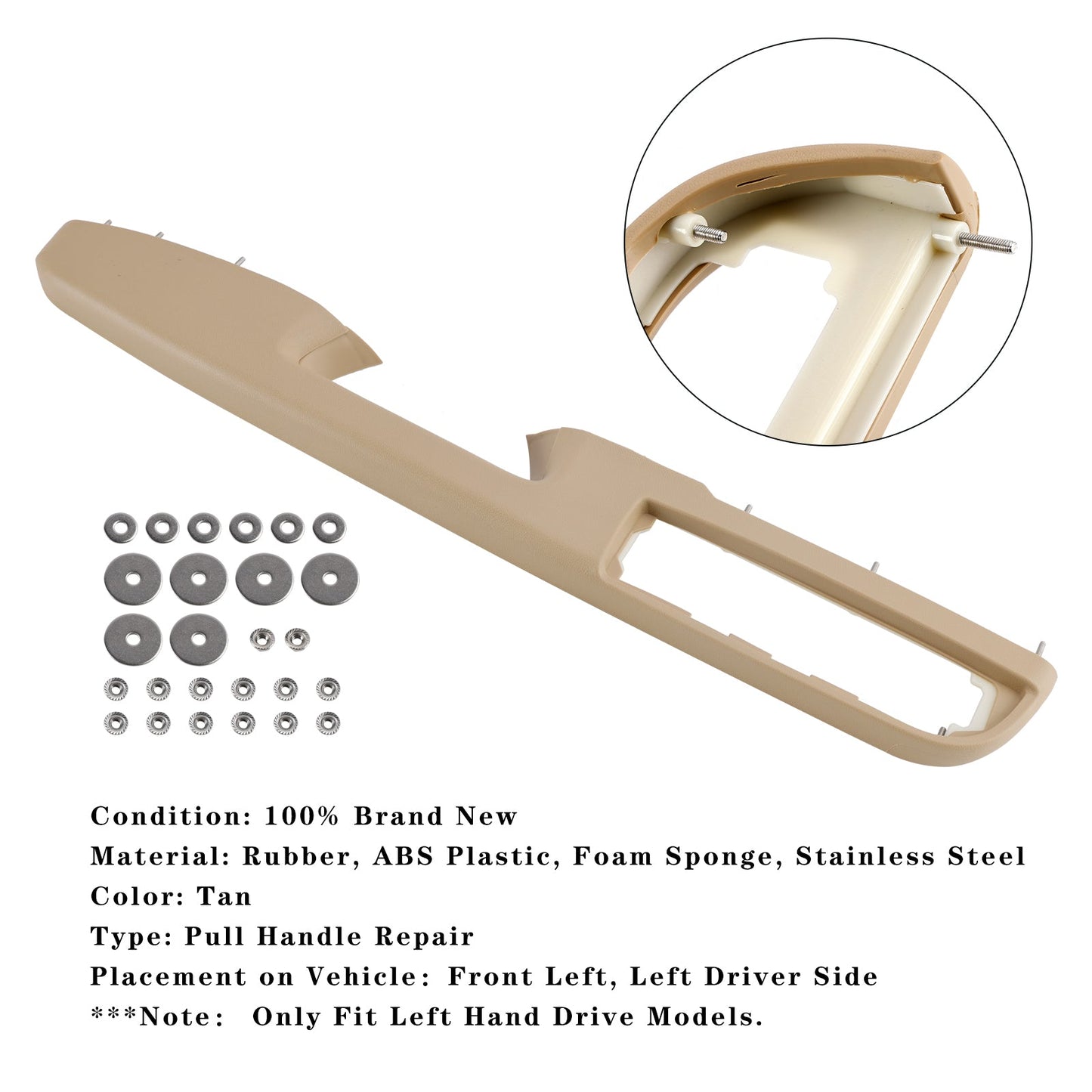 80995 Kit di riparazione del bracciolo della portiera anteriore sinistra marrone chiaro (27 pollici) per Chevrolet/GMC selezionati