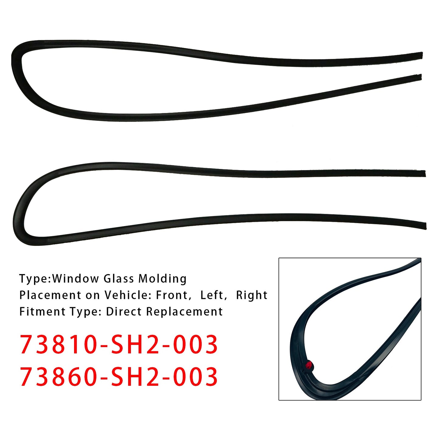 Modanatura in vetro per finestrino destro e sinistro HONDA CR-X CRX EF8 1988-1991 2 pezzi 73810-SH2-003 73860SH2003