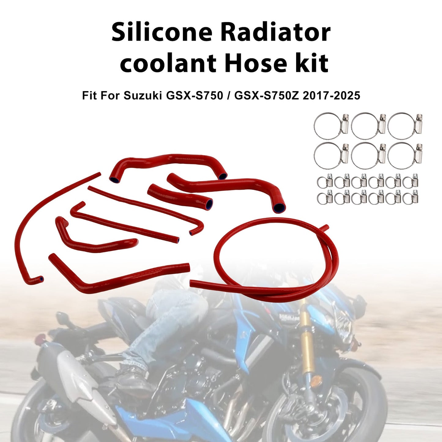 Kit di tubi flessibili in silicone per il liquido di raffreddamento del radiatore per Suzuki GSX-S750/Z 2017-2025