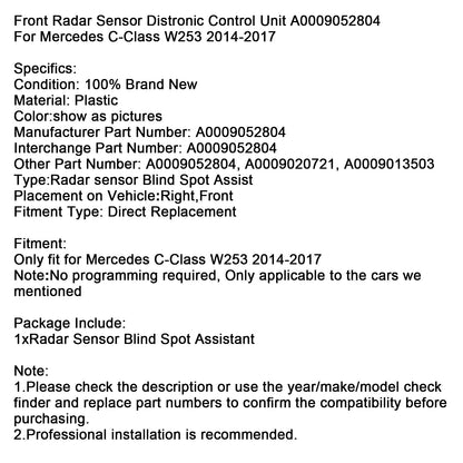 Unità di controllo del sensore radar anteriore Mercedes Classe C W253 2014-2017 A0009052804