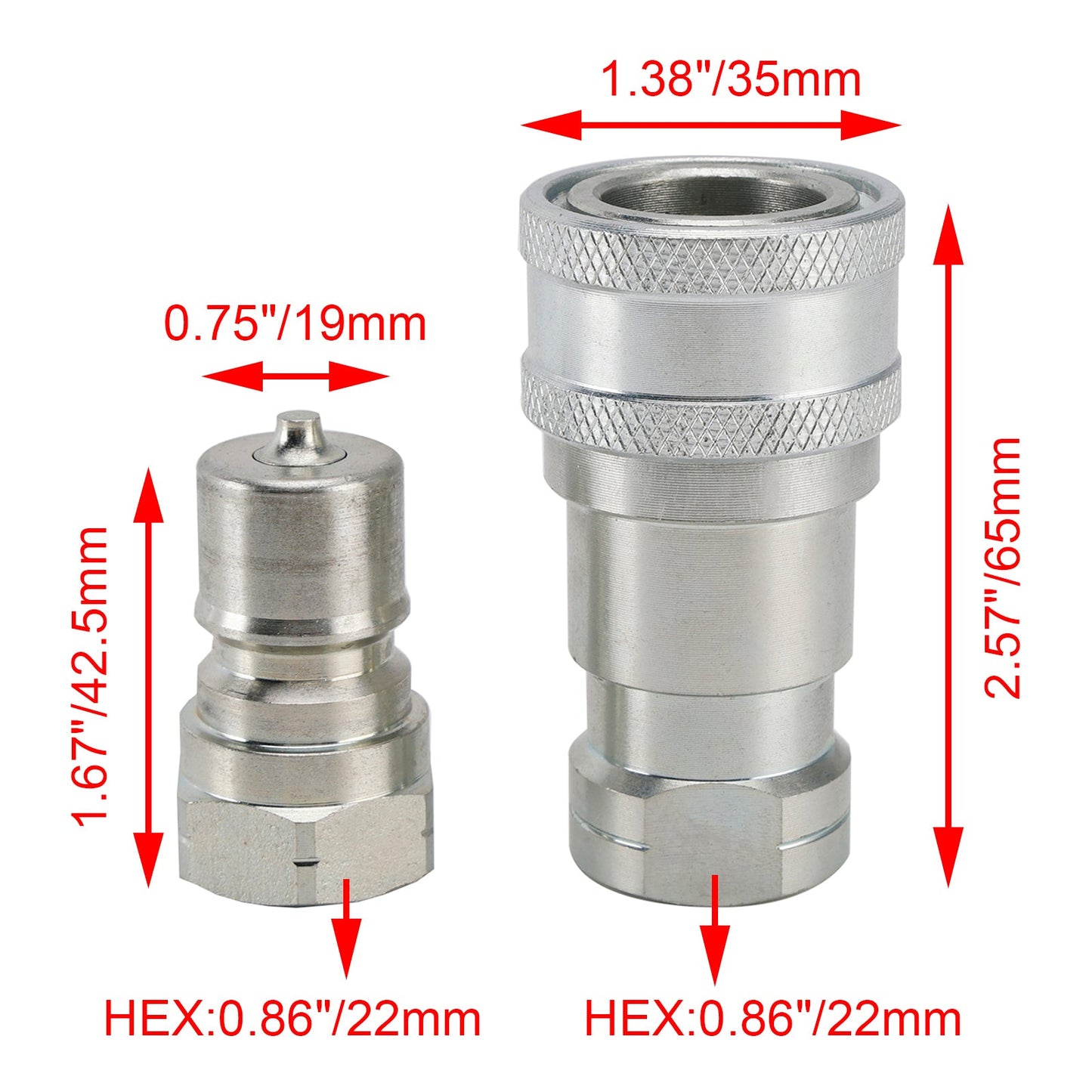 Giunti idraulici a sgancio rapido ISO 7241-B da 3/8"" NPT