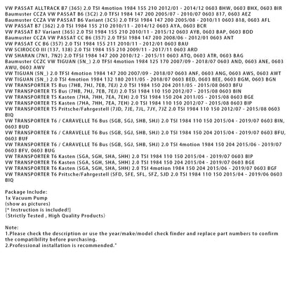 2012/07-2015/08 VW TRANSPORTER T5 Pritsche/Fahrgestell (7JD, 7JE, 7JL, 7JY, 7JZ 2.0 TSI 1984 110 150 Pompa a vuoto 06J145100P