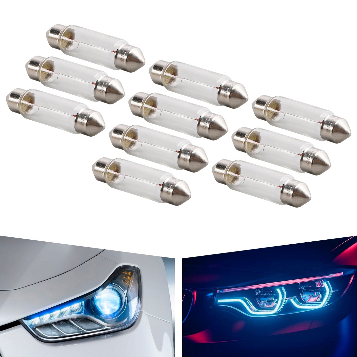 10 lampadine tubolari per auto C10W SV8.5-8 43MM 6429 24V 10W per OSRAM