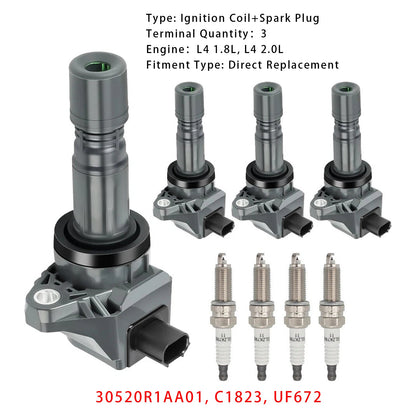 4x Bobina di accensione + 4x Candela UF672 per Acura ILX 2.0L Honda Civic HR-V 1.8L