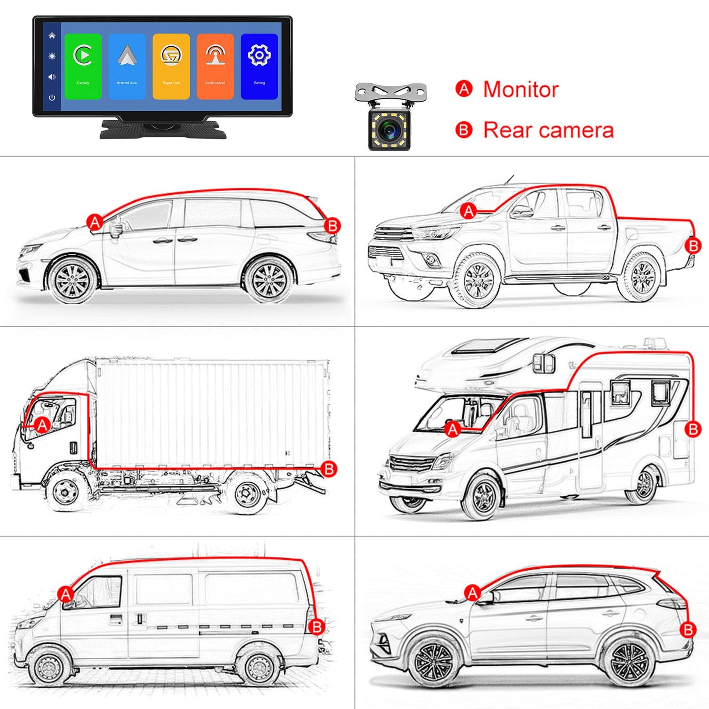 Sistema di navigazione per auto con display HD da 10,26 pollici, CarPlay, macchina all-in-one, telecamera a 12 LED